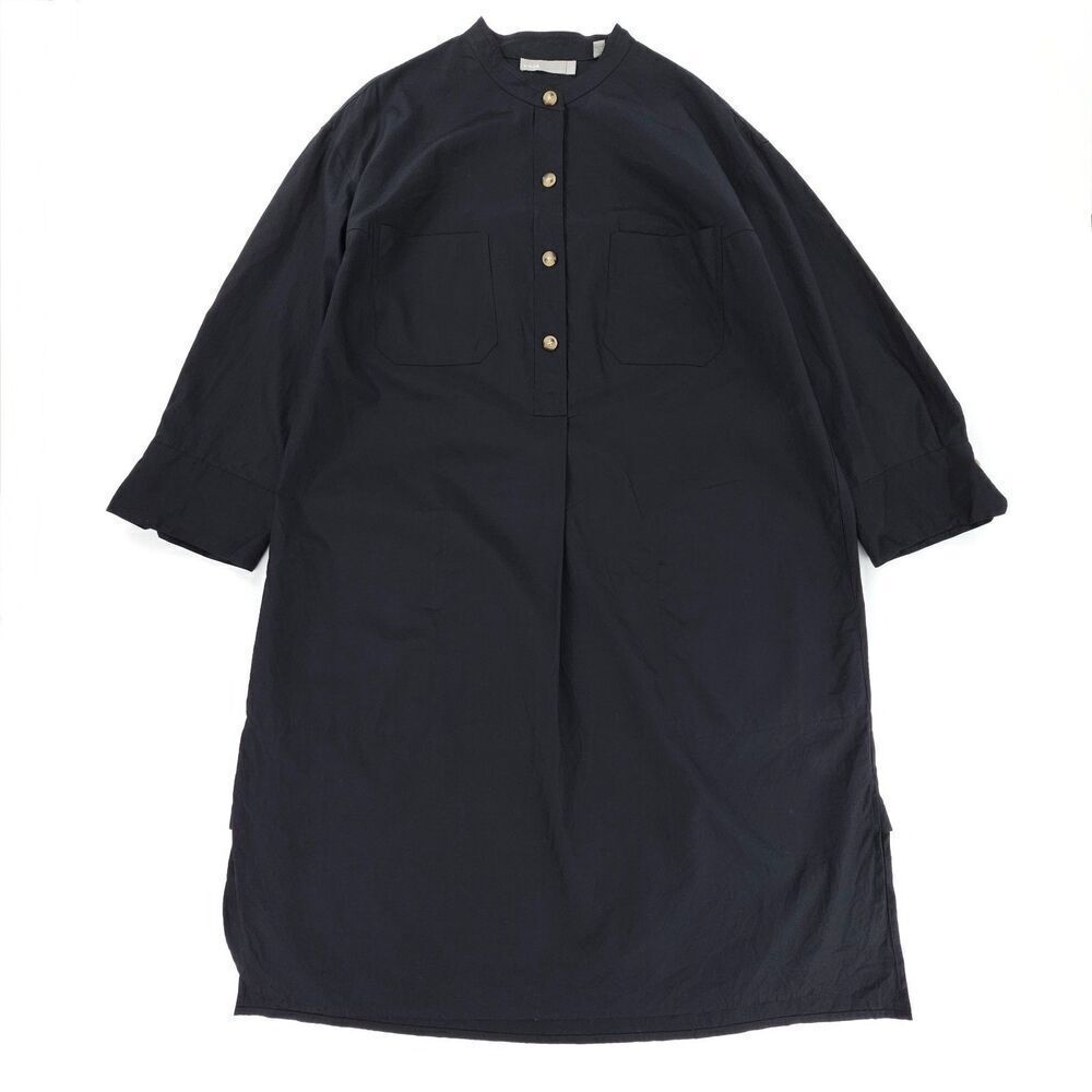 NEW Vince Utility Cotton Long Sleeve Shirt Dress Coastal Navy Tunic Lagenlook